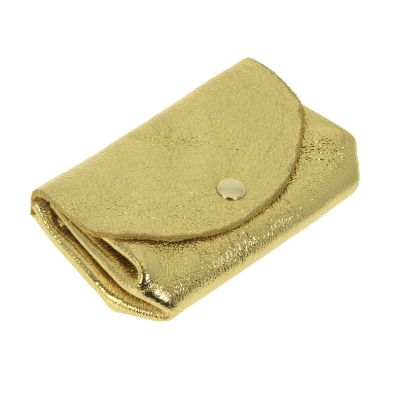 Porte monnaie accordeon cuir irise or