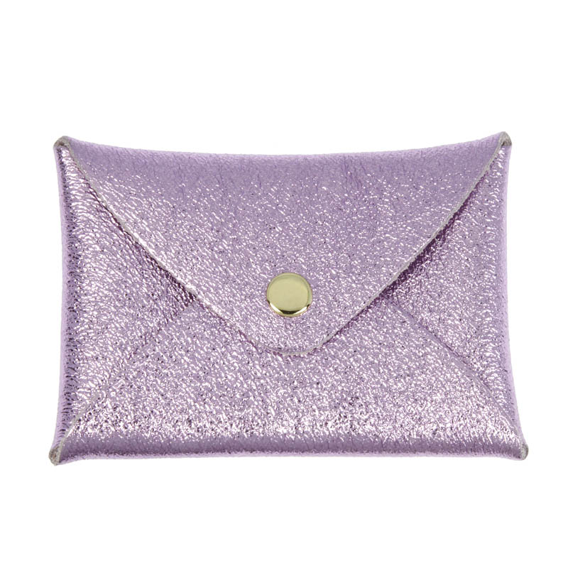 Porte cartes Origami cuir Irisé Rose Lilas