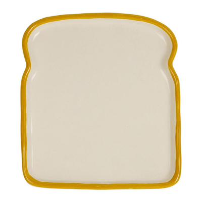 Assiette Tranche de Pain Écru taost Grès Émaillé Design - 467885 - 14cm