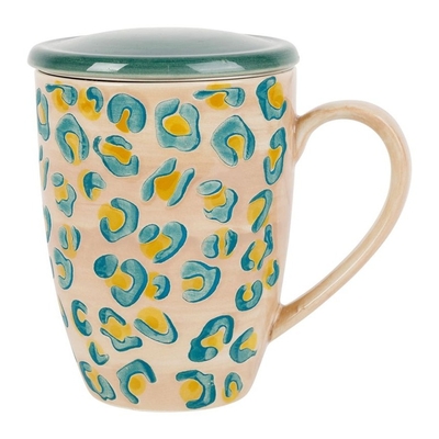 Tisanière en grès multicolore avec filtre inox Jungle Pop 30 cl - Ø 8 × H 11 cm