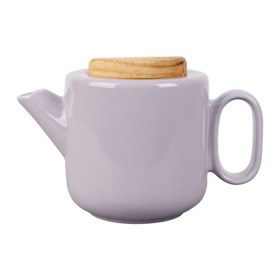 Théière filtrante en grès et bois d'hévéa - coloris lilas - 90 cl - 20,5 × 12 × H 13,5 cm