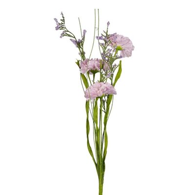 Bouquet de fleurs artificielles champêtres - coloris parme et rose pâle - H 64 cm - plastique, polyester et fil de fer
