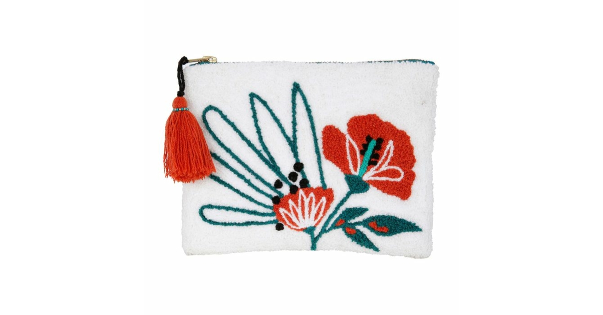 Pochette Bouclette en coton Flower Maroquinerie/Trousses et