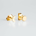Boucles d'oreilles plaquées Or Lune et Soleil