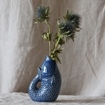Petit Vase Poisson en céramique Bleu 12cm