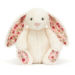 Peluche Jellycat Lapin Blanc Crème Liberty Fraise - Blossom Cream Bunny Berry - Medium BMP3MS 31cm