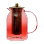 Théière en Verre Borosilicate avec filtre 1,5L - Rouge Grenat