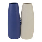 Vase Bisou Indigo et Ecru en céramique - Lot de 2