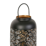Lampe Lanterne Métal Noir Ajouré - Feuillage 32.5 cm