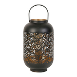 Lampe Lanterne Métal Noir Ajouré - Feuillage 32.5 cm