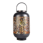 Lampe Lanterne Métal Noir Ajouré - Palmier 32,5 cm