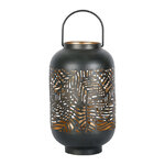 Lampe Lanterne Métal Noir Ajouré - Palmier 32,5 cm