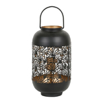 Lampe Lanterne Métal Noir Ajouré - Lotus 32,5 cm