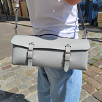 Sac à outils en cuir avec bandoulière - Gris orage - 30 cm