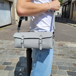 Sac à outils en cuir avec bandoulière - Gris orage - 30 cm