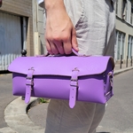 Sac à outils en cuir avec bandoulière - Lilas violet 30 cm
