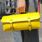Sac à outils en cuir avec bandoulière - Jaune soleil 30 cm