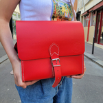 Sacoche en cuir - Rouge tomate 25 cm