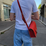 Sacoche en cuir - Rouge tomate 25 cm