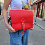 Sacoche en cuir - Rouge tomate 25 cm