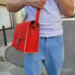 Sacoche en cuir - Rouge tomate 25 cm