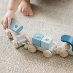 Jouet en bois - Train modulable bleu - Dès 1 an