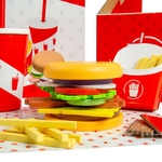 Dinette en bois - Set Burger et Frites en Bois - Dès 3 ans