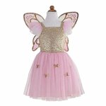 Déguisement fée papillon avec ailes de fée or  et rose