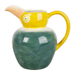 Carafe Oiseau des Tropiques Jaune et Vert en Grès émaillé XXL - 2l