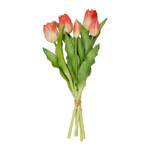 Bouquet de fleurs artificielles Tulipes Orange Vert - Décoration florale artificielle - 35cm