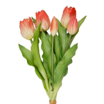 Bouquet de fleurs artificielles Tulipes Orange Vert - Décoration florale artificielle - 35cm