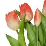 Bouquet de fleurs artificielles Tulipes Orange Vert - Décoration florale artificielle - 35cm