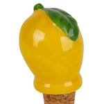 Bouchon de bouteille Citron Jaune Céramique et Liège 8cm