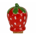 Bouchon de bouteille Fraise Céramique et Liège 7cm