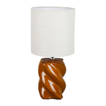 Nira Lampe torsadée en céramique camel et blanc - D15,5 x H31,5 cm
