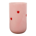 Vase Amour avec coeurs en verre rose et rouge 21 cm