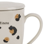 Tisanière en grès écru motif léopard avec filtre inox 30 cl - Ø 8 × H 11 cm