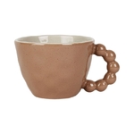 Tasse à thé en grès moka avec anse perlée 25 cl - 13 × 9,5 × H 7 cm