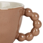 Tasse à thé en grès moka avec anse perlée 25 cl - 13 × 9,5 × H 7 cm