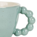 Tasse à thé en grès texturé - anse perlée - coloris sauge - 25 cl - ⌀ 9,5 × H 7 cm