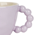 Tasse à thé en grès texturé - anse perlée - coloris mauve - 25 cl - ⌀ 9,5 × H 7 cm