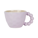 Tasse à thé en grès texturé - anse perlée - coloris mauve - 25 cl - ⌀ 9,5 × H 7 cm