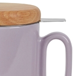 Tisanière en grès lilas avec filtre inox et couvercle en hévéa 45 cl - Ø 9 × H 14 cm