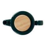 Théière filtrante en grès et bois dhévéa - coloris émeraude - 90 cl - 20,5 × 12 × H 13,5 cm