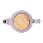 Théière filtrante en grès et bois dhévéa - coloris lilas - 90 cl - 20,5 × 12 × H 13,5 cm