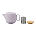 Théière filtrante en grès et bois dhévéa - coloris lilas - 90 cl - 20,5 × 12 × H 13,5 cm
