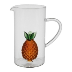 Pichet en verre borosilicate - décor ananas en verre soufflé ambré - 1,3 L - 20 × 12 × H 22 cm