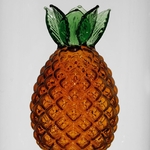 Pichet en verre borosilicate - décor ananas en verre soufflé ambré - 1,3 L - 20 × 12 × H 22 cm