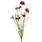 Bouquet de fleurs artificielles des champs - coloris fuchsia - H 64 cm - plastique, polyester et fil de fer