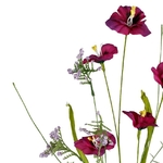 Bouquet de fleurs artificielles des champs - coloris fuchsia - H 64 cm - plastique, polyester et fil de fer